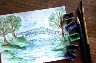 рисунок мост через реку