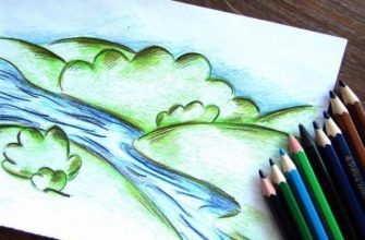 Рисунок реки карандашами