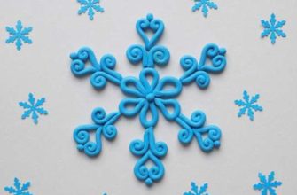 Снежинка из пластилина на картоне