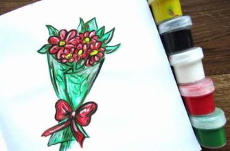 букет цветов гуашью