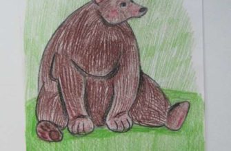 медведь карандашами для детей