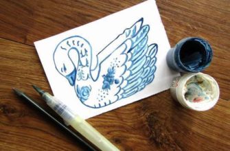 рисунок птица гжель