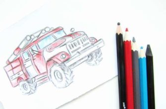 рисунок для детей пожарная машина