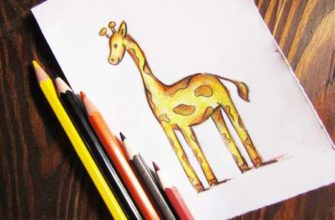 рисунок жираф карандашами
