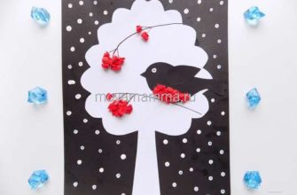 Зимняя аппликация Снегирь