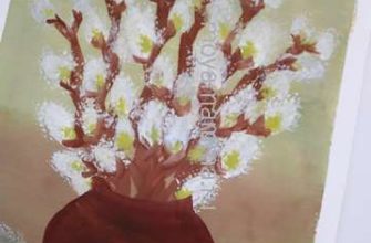 рисунок верба в вазе